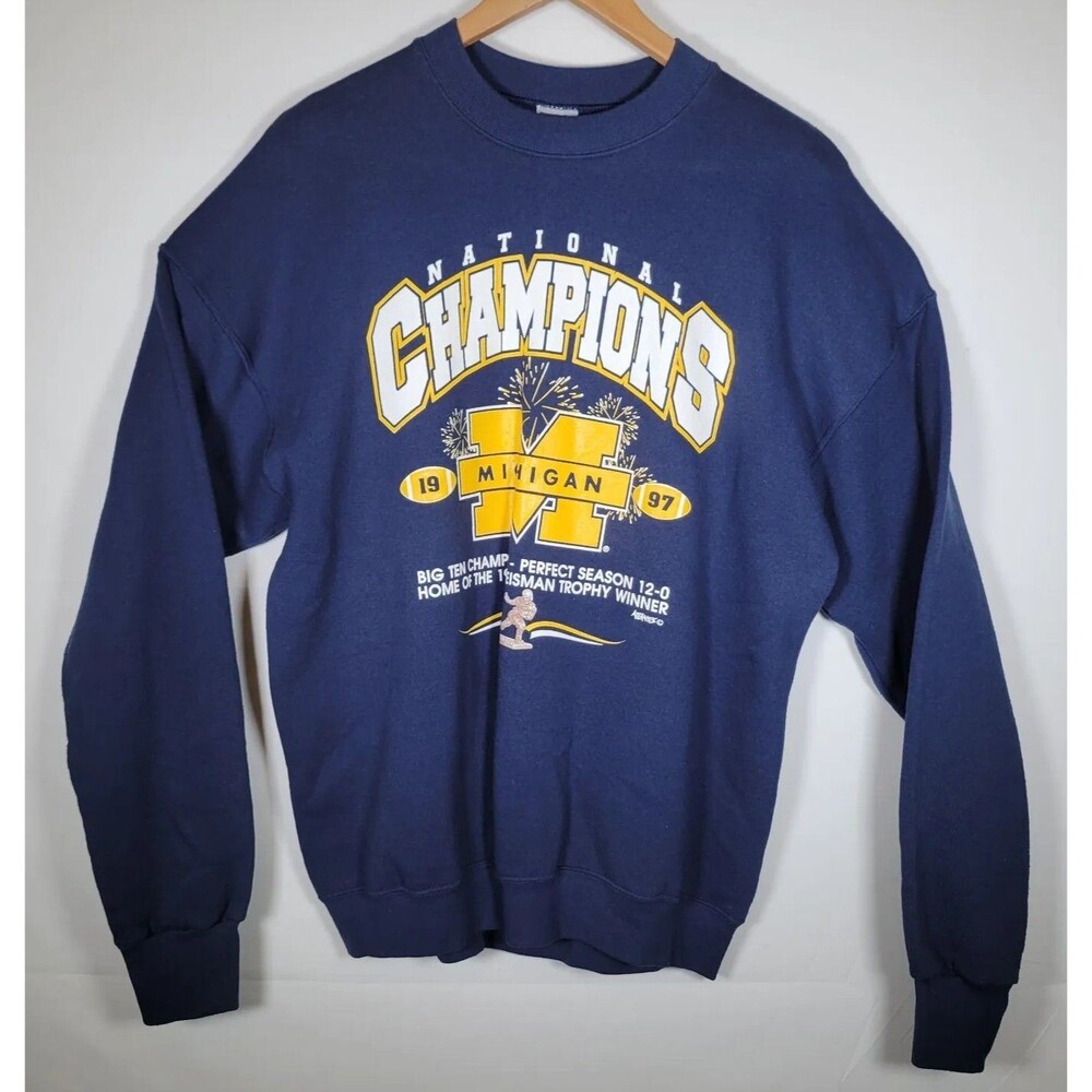 VTG Michigan Wolverines 1997 Football National Champions Sweatshirt L-XL RARE